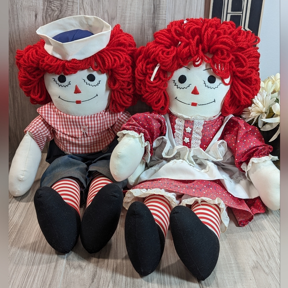 Raggedy Ann & Andy Dolls Vintage 25"